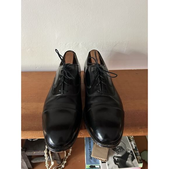 Vintage Men’s Johnston & Murphy Black Oxford Dress Shoes Cap Toe Size 10.5 C main image 4